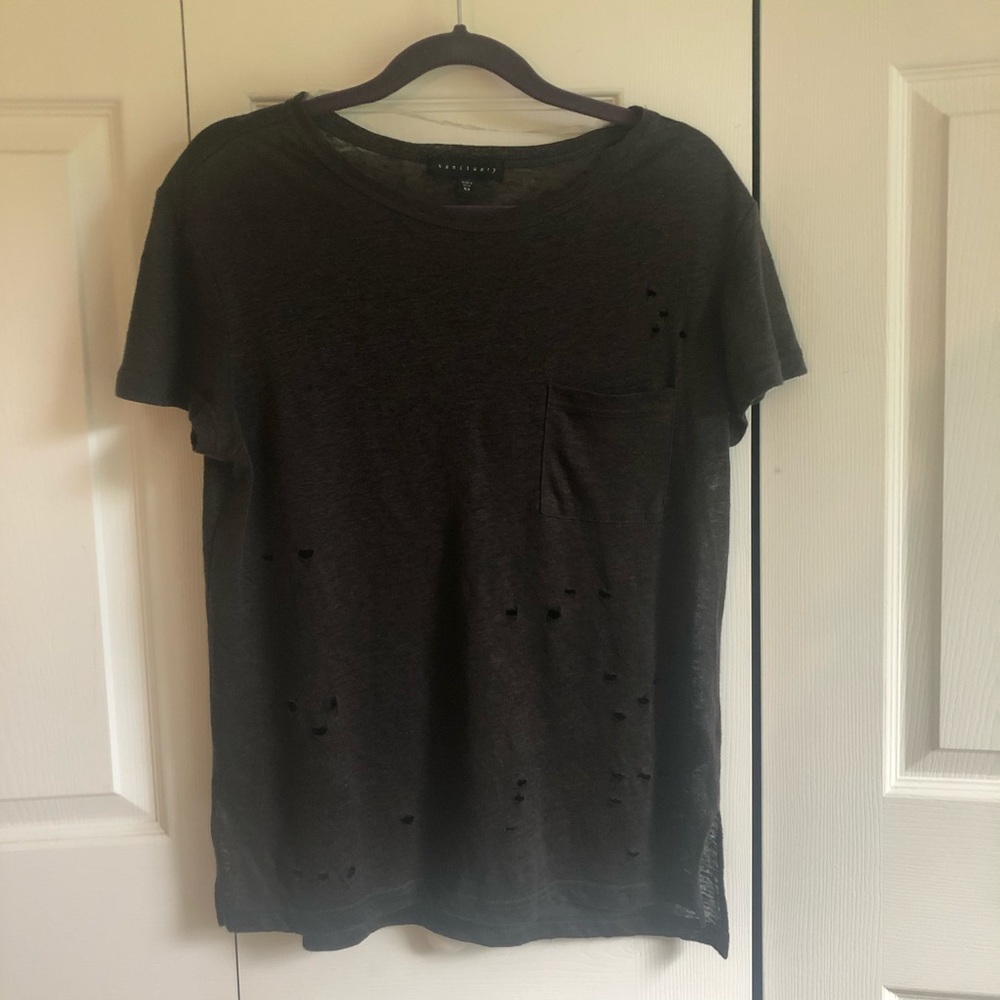 Sanctuary 100% linen shirt with rips/holes
